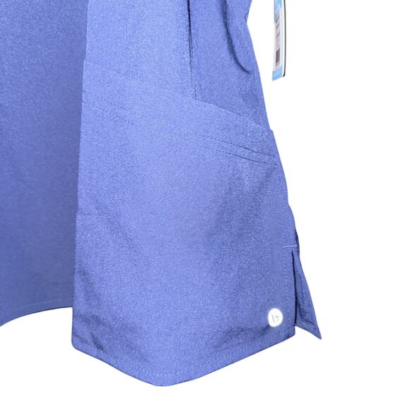 Barco One Scrub Top V-Neck Princess Perforated Womens Top 4 pocket Navy Blue XL - Picture 6 of 9